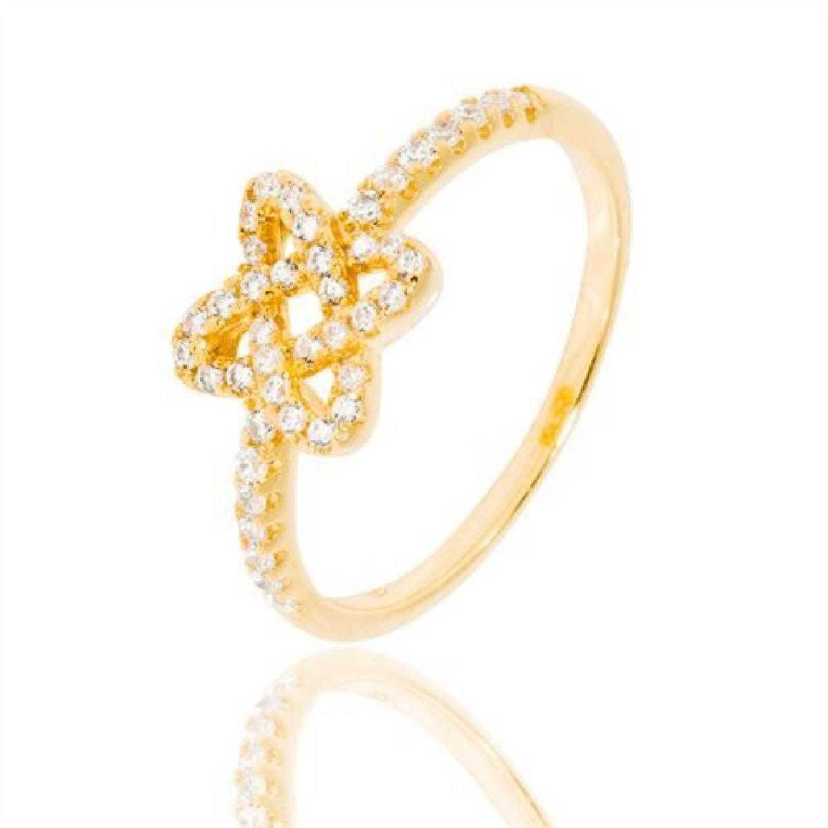 Bague Double Ellipse – Plaqué Or Jaune 3 Microns, Oxydes de Zirconium Brillants Pour Femme