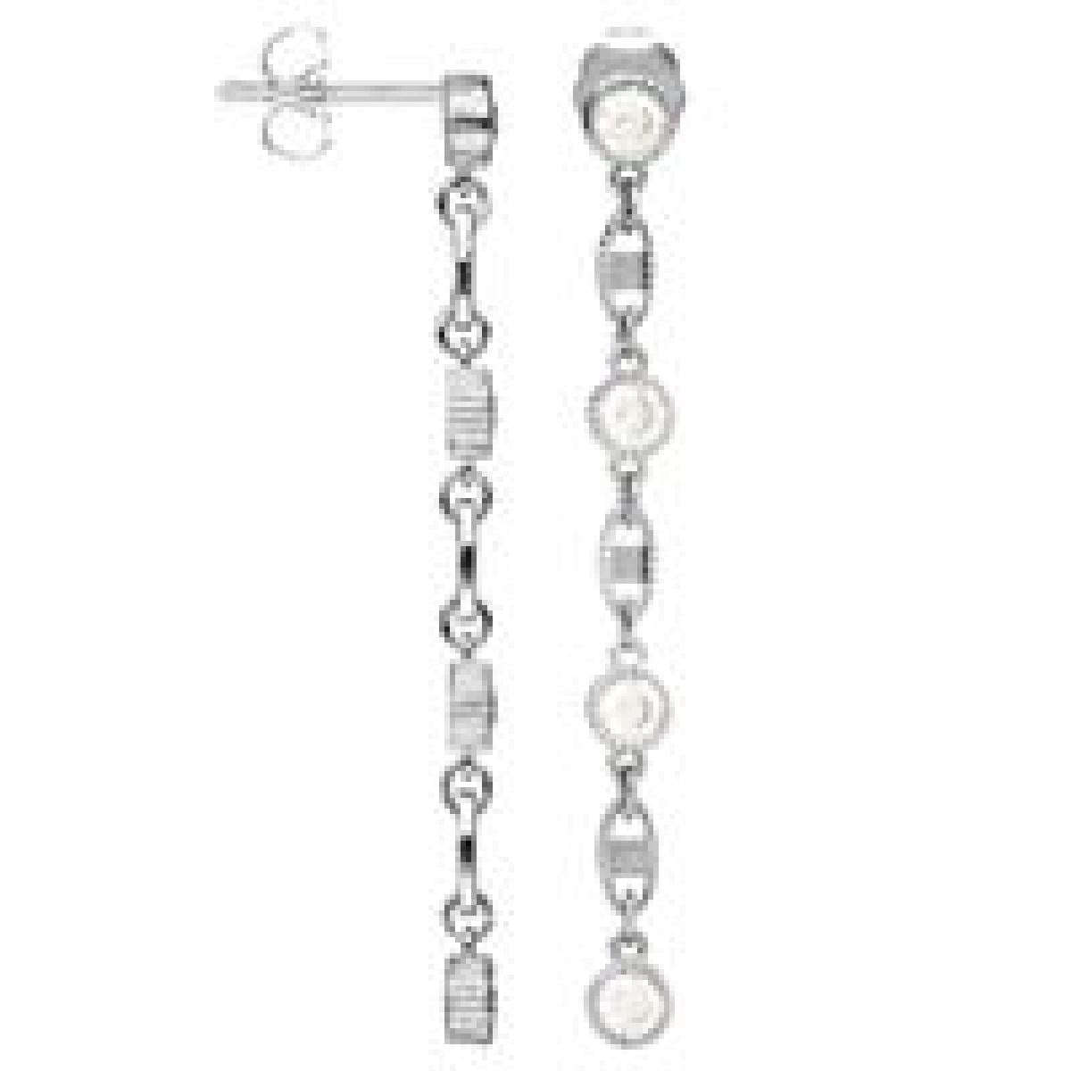 Créole Dorm Pend Pam Blanc Zirconium Modèle Longueur 2 cm Largeur 1,6 cm – Argent 925