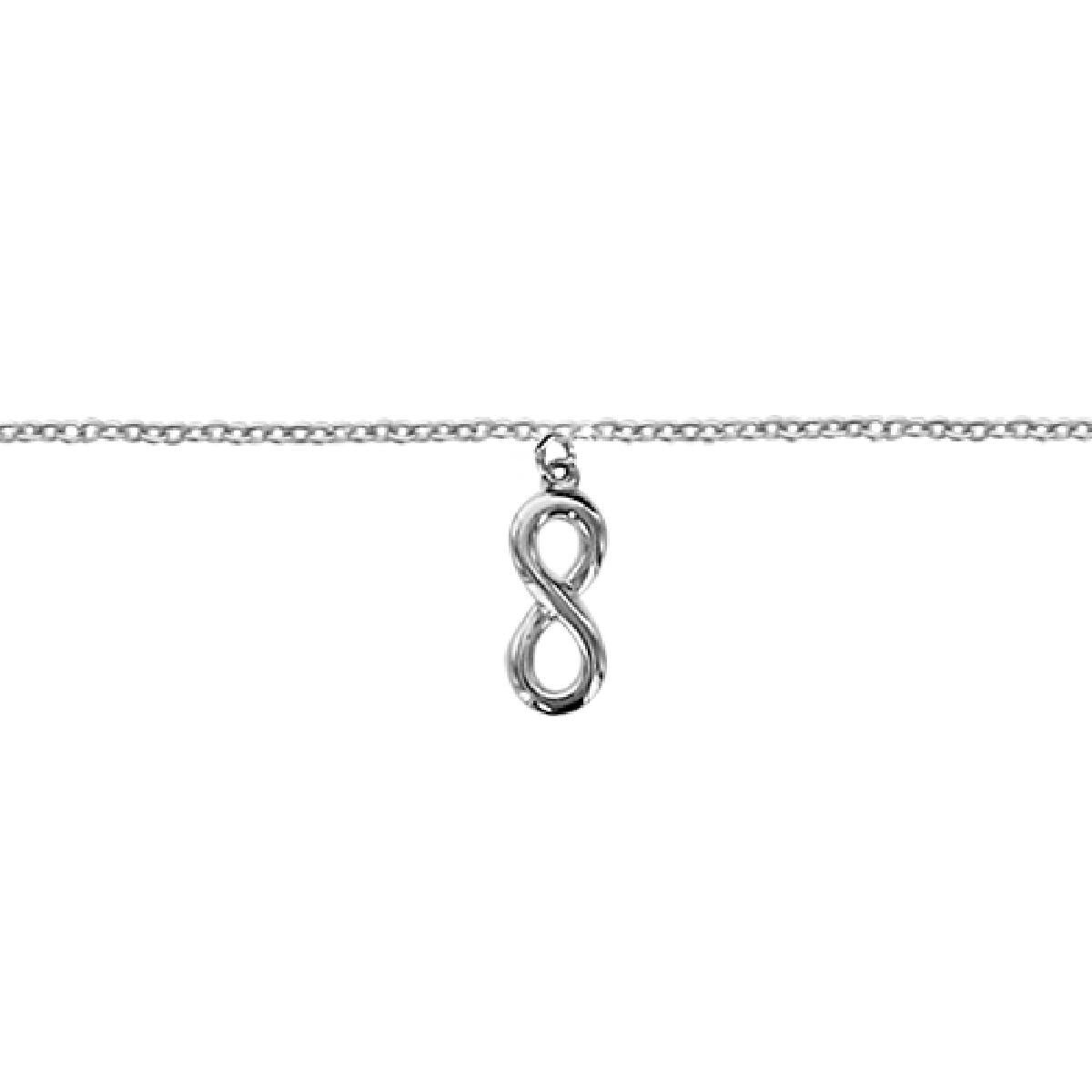 Chaîne de cheville maille gourmette Infini – Argent rhodié 925/1000 longueur 25 cm