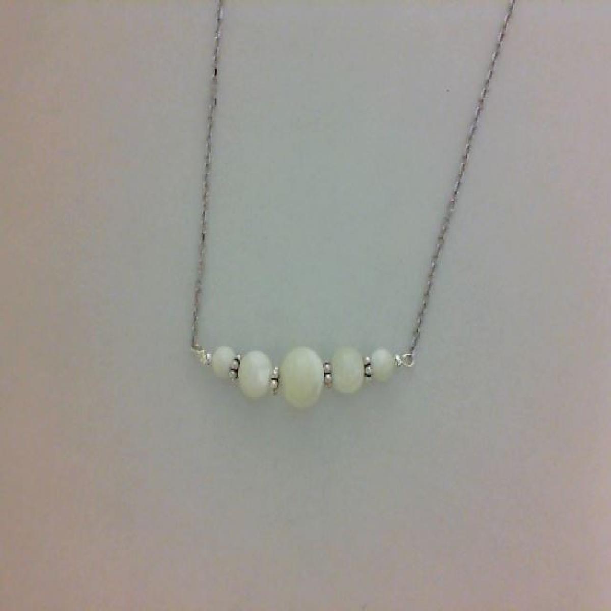 Collier Simple P. Blanches Longueur Réglable Maille Fine Adaptée – Argent 925 et Nacre