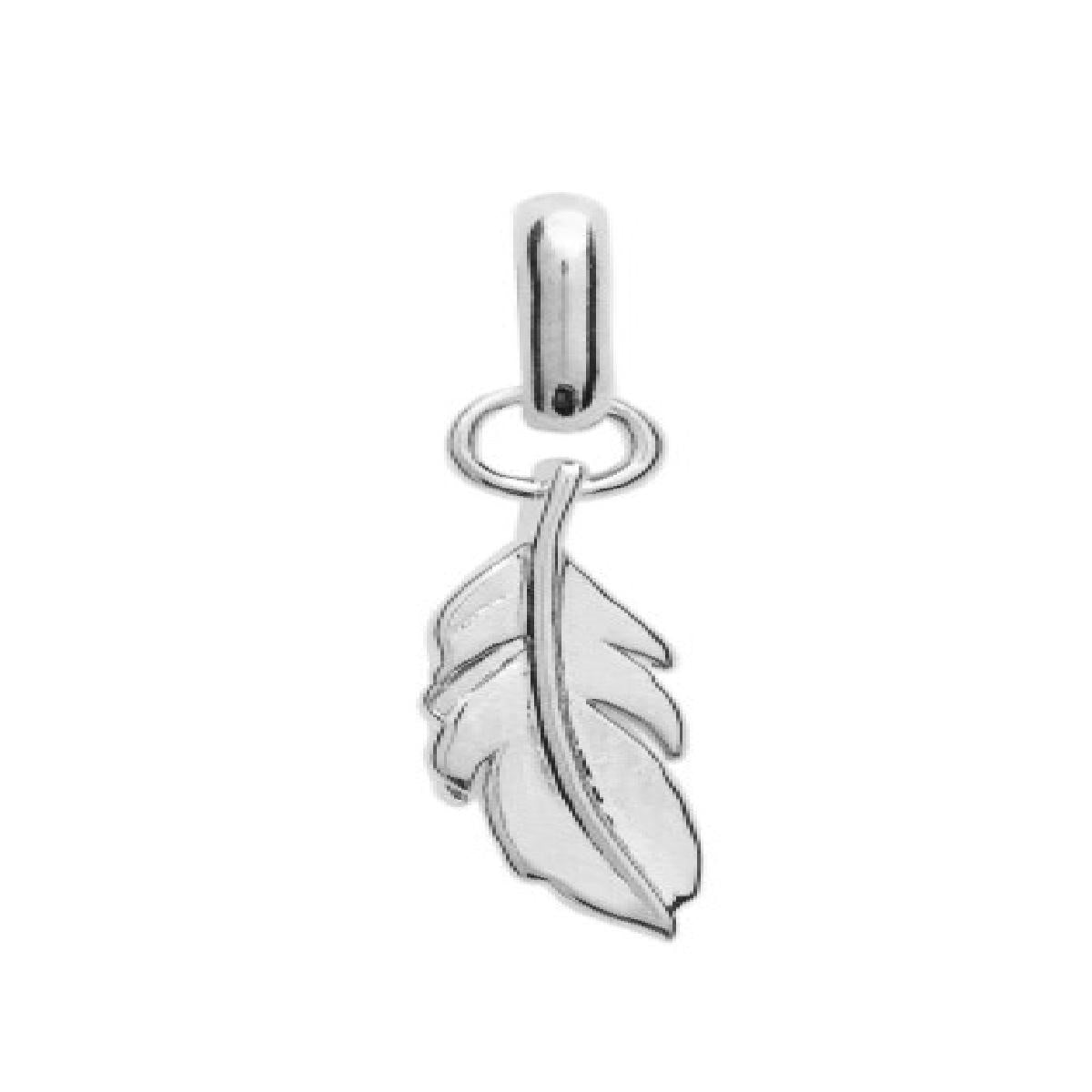Pendentif Plume Filigrane Gravée De Motifs Végétaux Fins – Argent Rhodié 925/1000