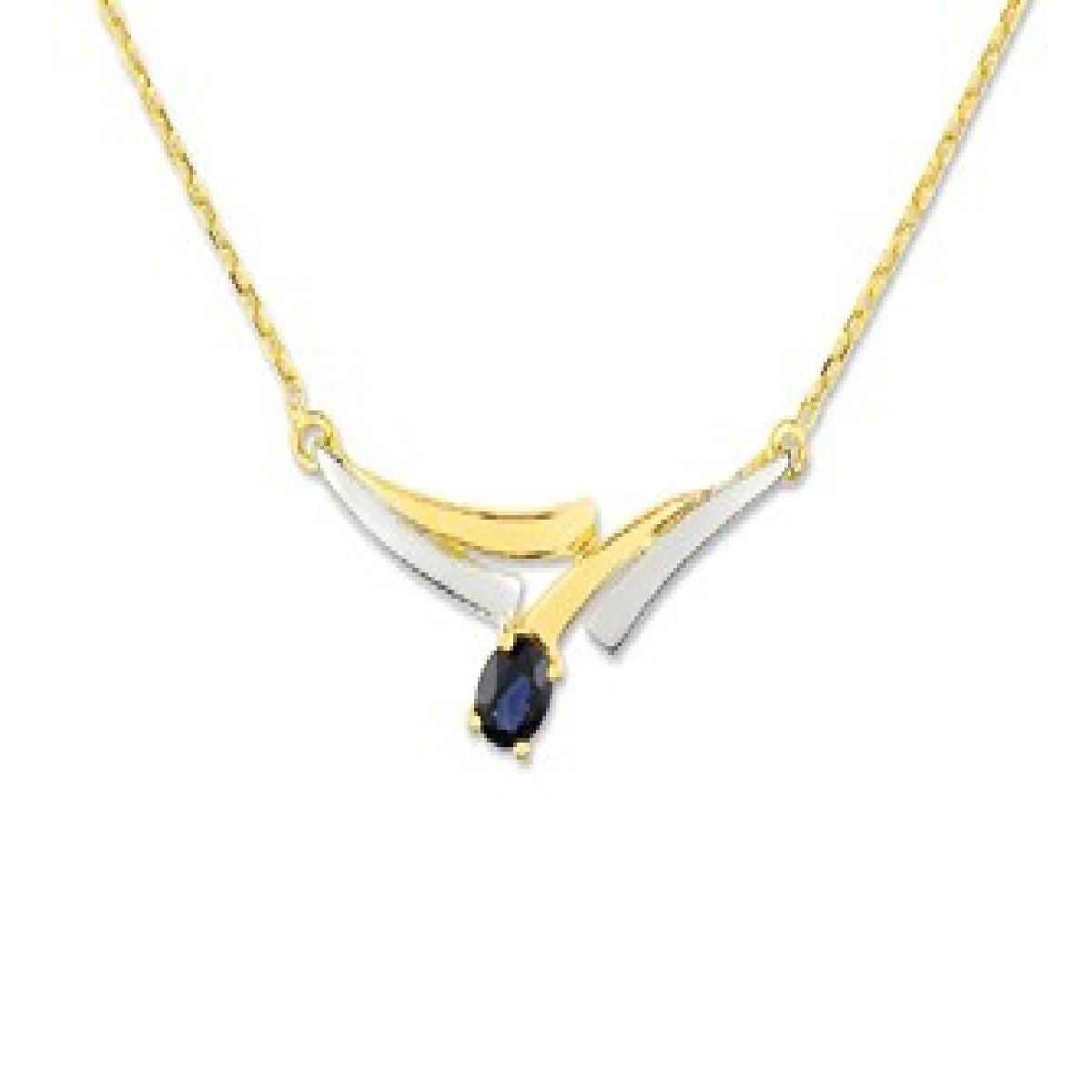 Collier Souple Réglable Pour Femme Modèle Couleur Saphir Taille Cabochon – Or Jaune 18 Carats
