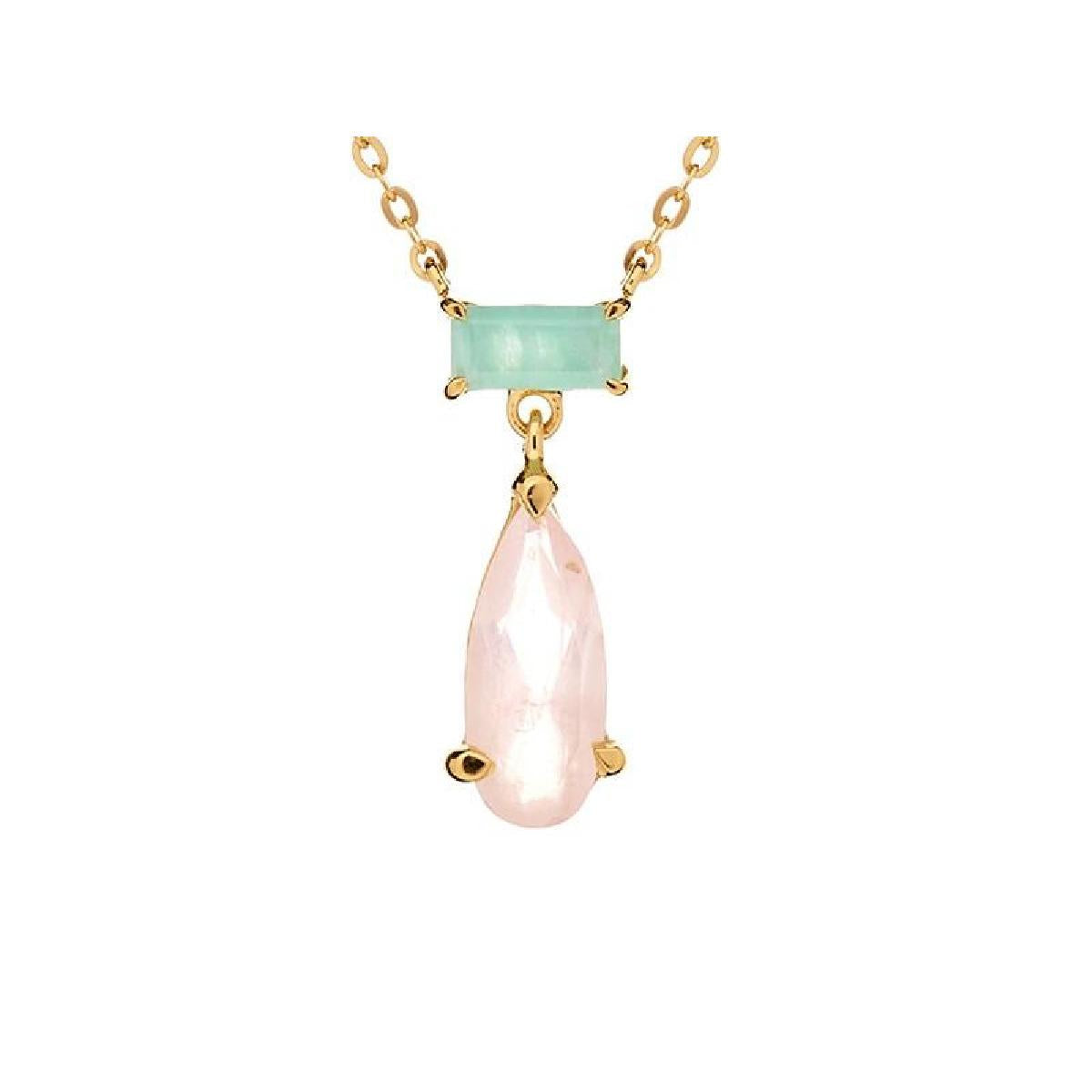 Collier Simple Quartz – Argent 925, Pendentif Pierre Naturelle, Longueur Réglable