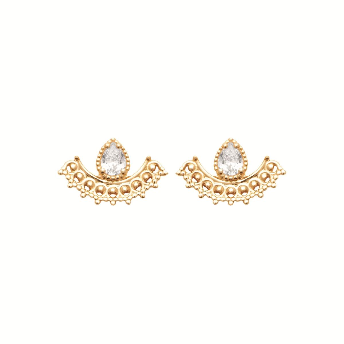 Boutons de Manchette Pierres Blanches Cabochon Rond Taille Ancienne Serti Micro – Zirconium
