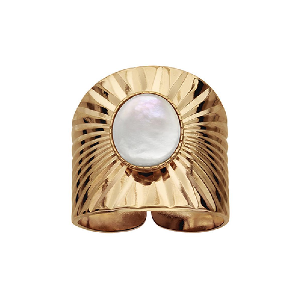 Bague Anneau Céleste Gravée Détail Griffe Motif Arcs Finement Sculpté et Texture Satinée - Or jaune 18 carats