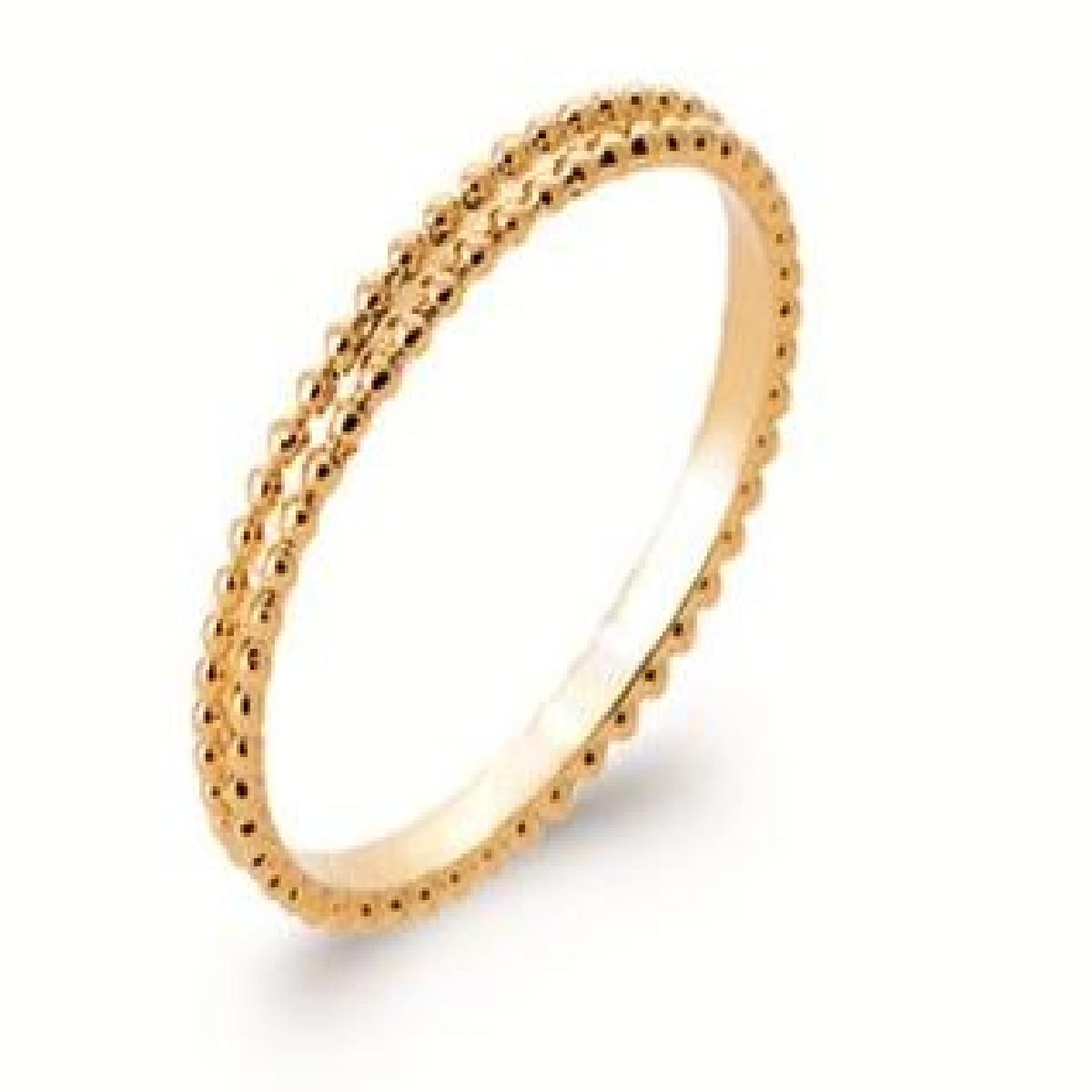 Bague Perlée Fine Longue - Plaqué Or Jaune 3 Microns, Largeur 2 mm, Tailles 50 à 60