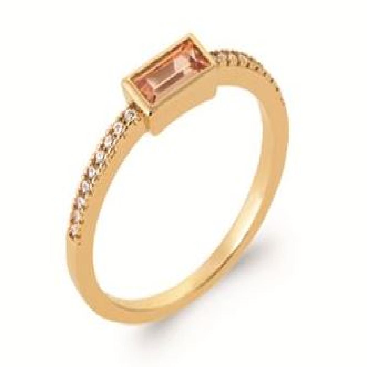 Bague Solitaire Pierre De Couleur Fine Ajustée En Finition Satinée Et Monture Lisse – Zirconium