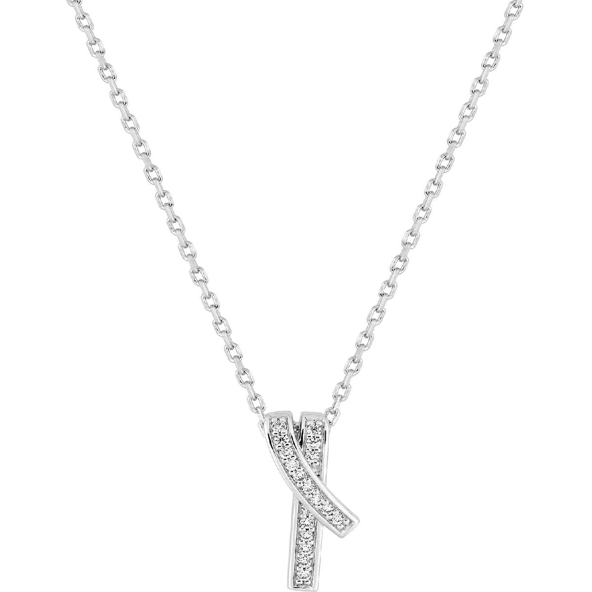 Collier Simple Pendentifs Blanches Aloïze – Argent 925 et Zirconium Pour Femme Longueur Ajustable