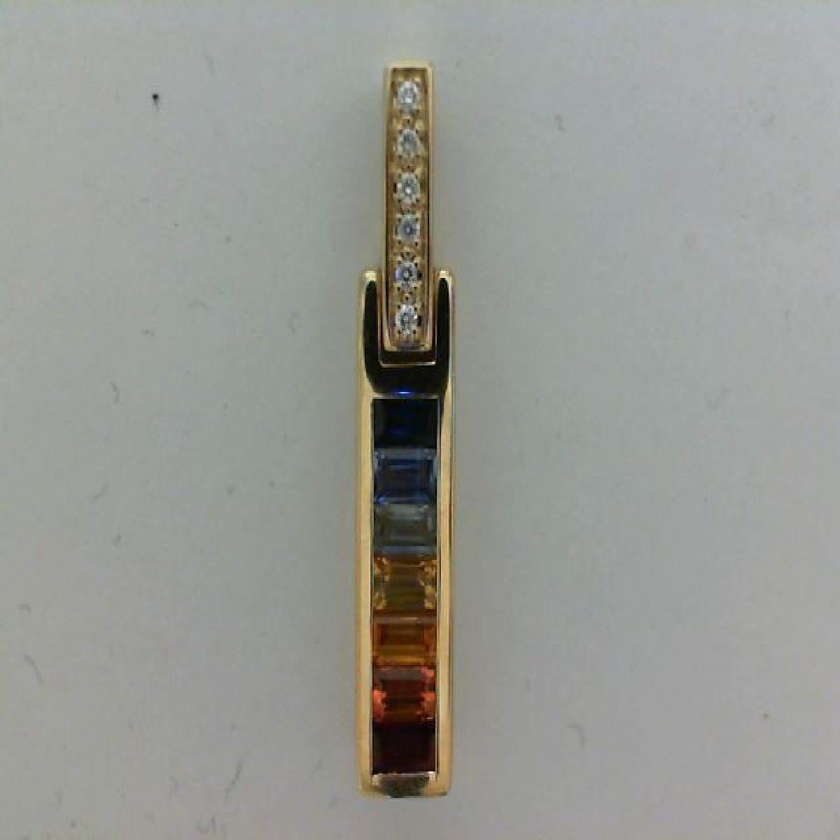 Pendentifs P.COULEUR COMPOSIT. Creux Gravés Finement Sertis Par Diamant Unique – Or 18 Carats