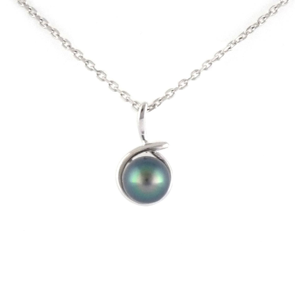 Pendentif AG925 Perle Tahiti Semi Baroque Argent Rhodié 925 sur 1000 Pour Chaîne Fine