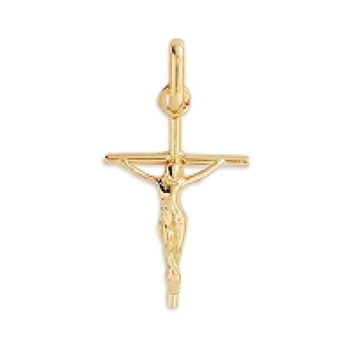 Pendentif en or jaune 375/1000 Christ sur la croix 19 x 12 mm