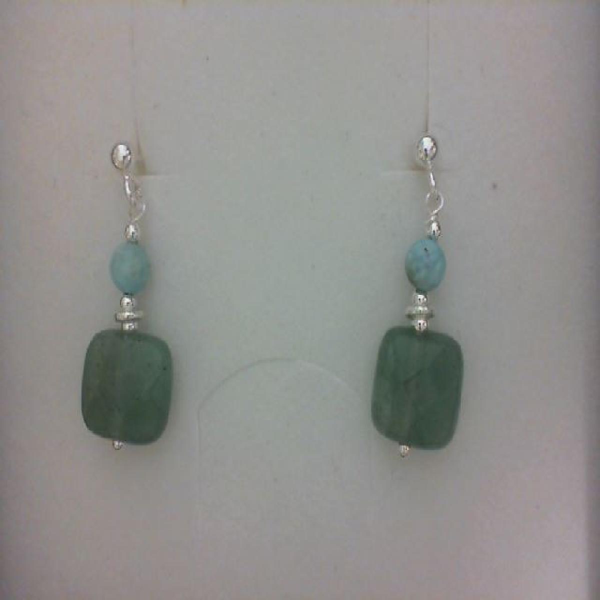 Créole Dormeuse Pendante Pampille Aventurine Translucide Verte Naturelle – Argent 925