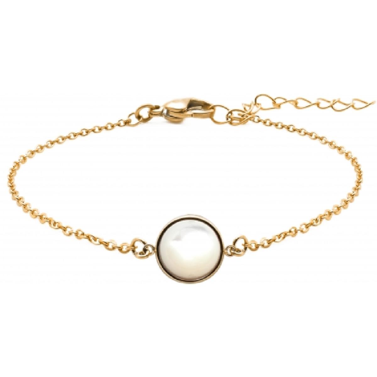 Bracelet ALOÏZE Collection Inoxydable Cabochon Nacre Variation Chromatique – Acier Doré