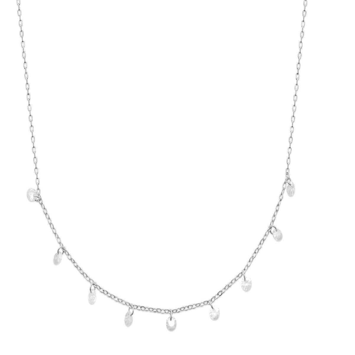 Collier AG925 – Zirconium Oxyde Pampilles Multiples Façon Classique Argent Rhodié 925/1000