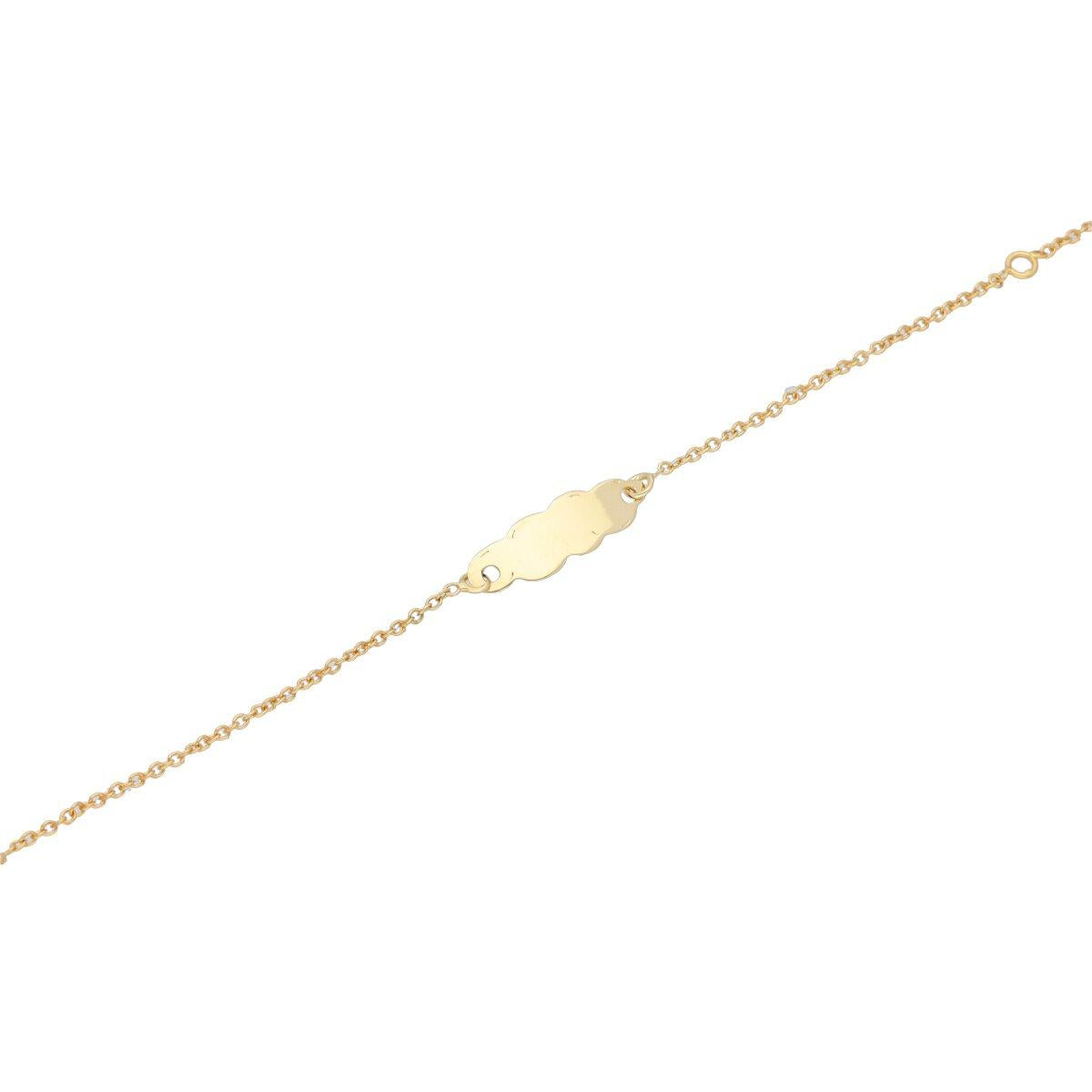 Gourmette À Graver Nuage – AU375 Or Jaune 9 Carats Pour Enfant Et Bébé Gravable Sur Plaque Dorée