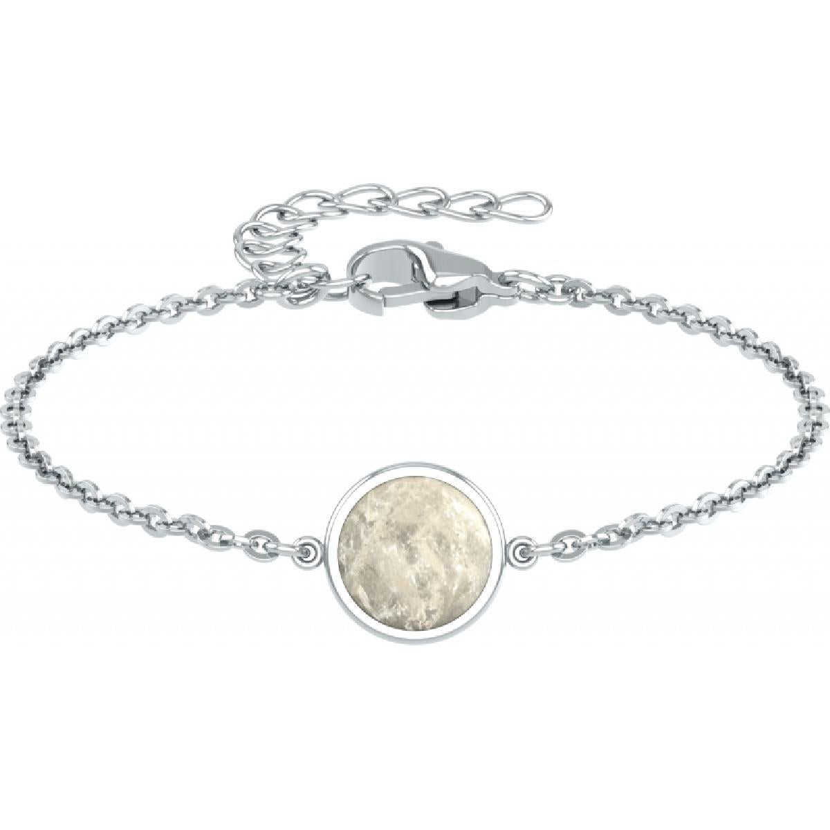 Bracelet Maille Forçat Cabochon Cristal De Roche Naturel Divers Couleurs Acier Inoxydable