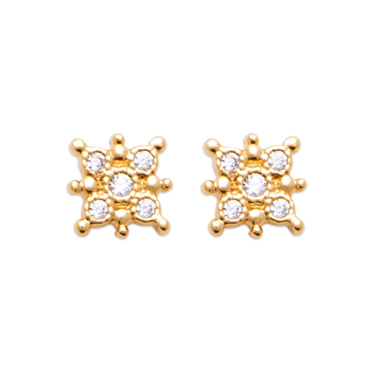 Boutons D'Oreilles en plaqué or de forme étoiles pavées d'oxydes