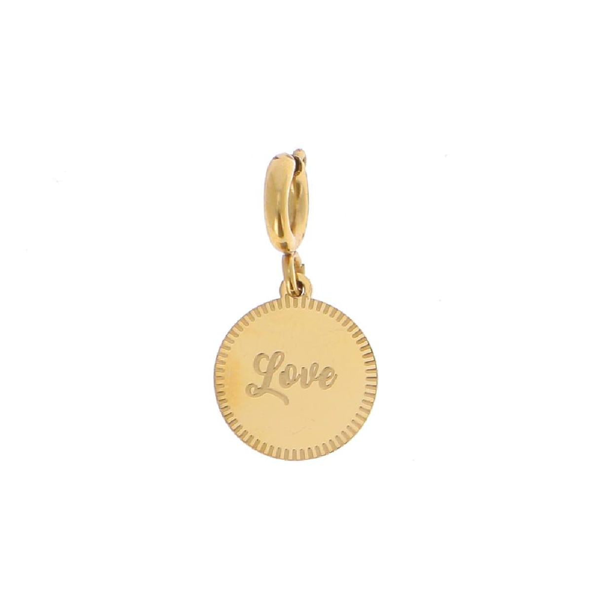 Médaille De Baptême Avec Motif Religieux Et Gravure Lovilati Vierge Marie – Or Jaune 18 Carats