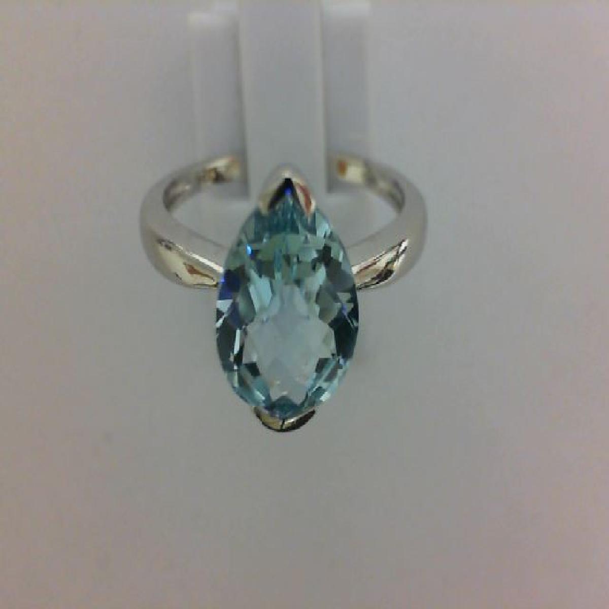 Bague Solitaire Topaze Bleue Monture Sertie Quatre Griffes Taille Unique – Or 750