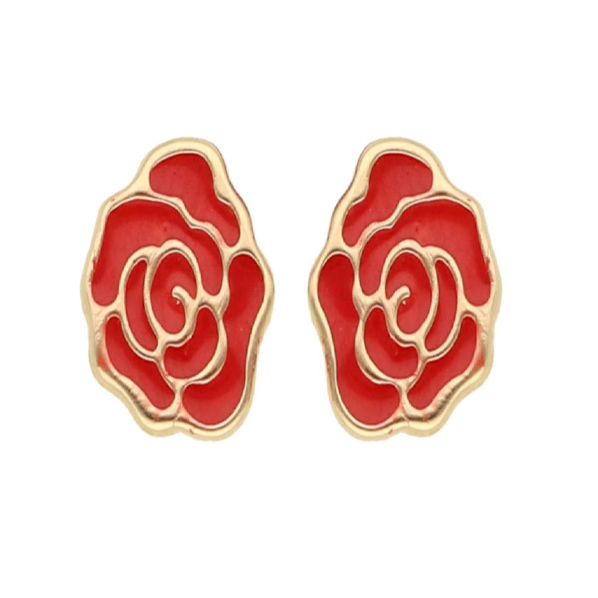 Boucles d'oreilles Rose Motif Floraison ALOÏZE Collection Édition – Or Jaune 375/1000