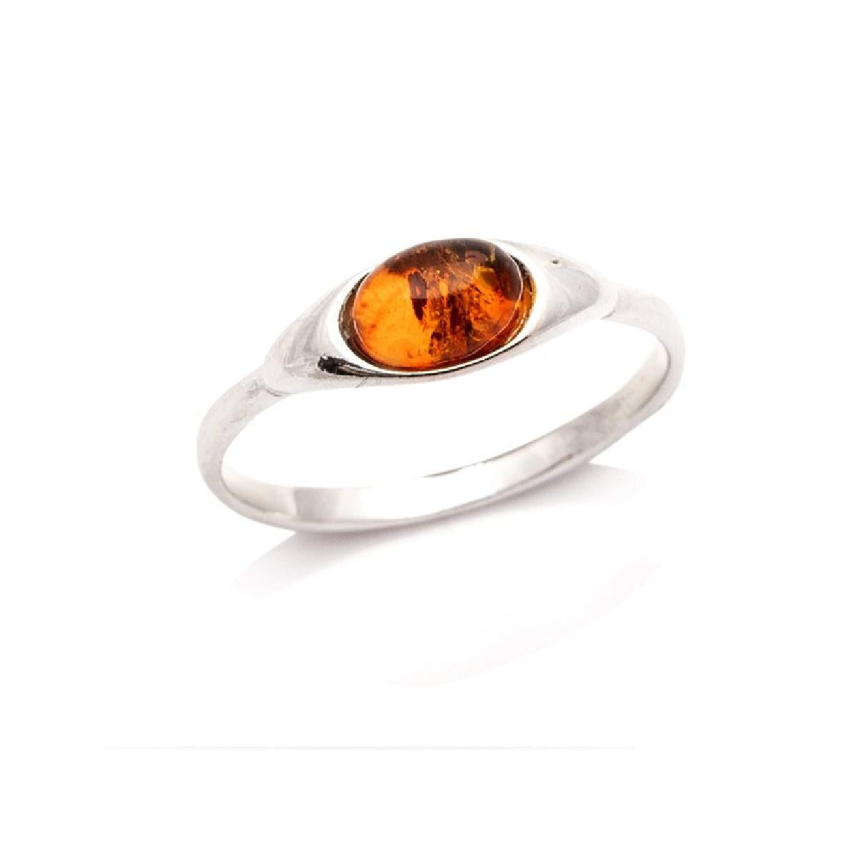 Solitaire Pierre De Couleur Ambre Taillée Facette Fine Naturelle Satiné – Argent 925