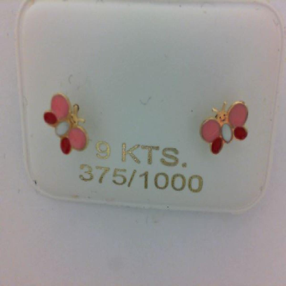 Boutons d'oreille à clous fins et discrets Motif Géométrique Finition Satinée AU375 – Or jaune 9 carats