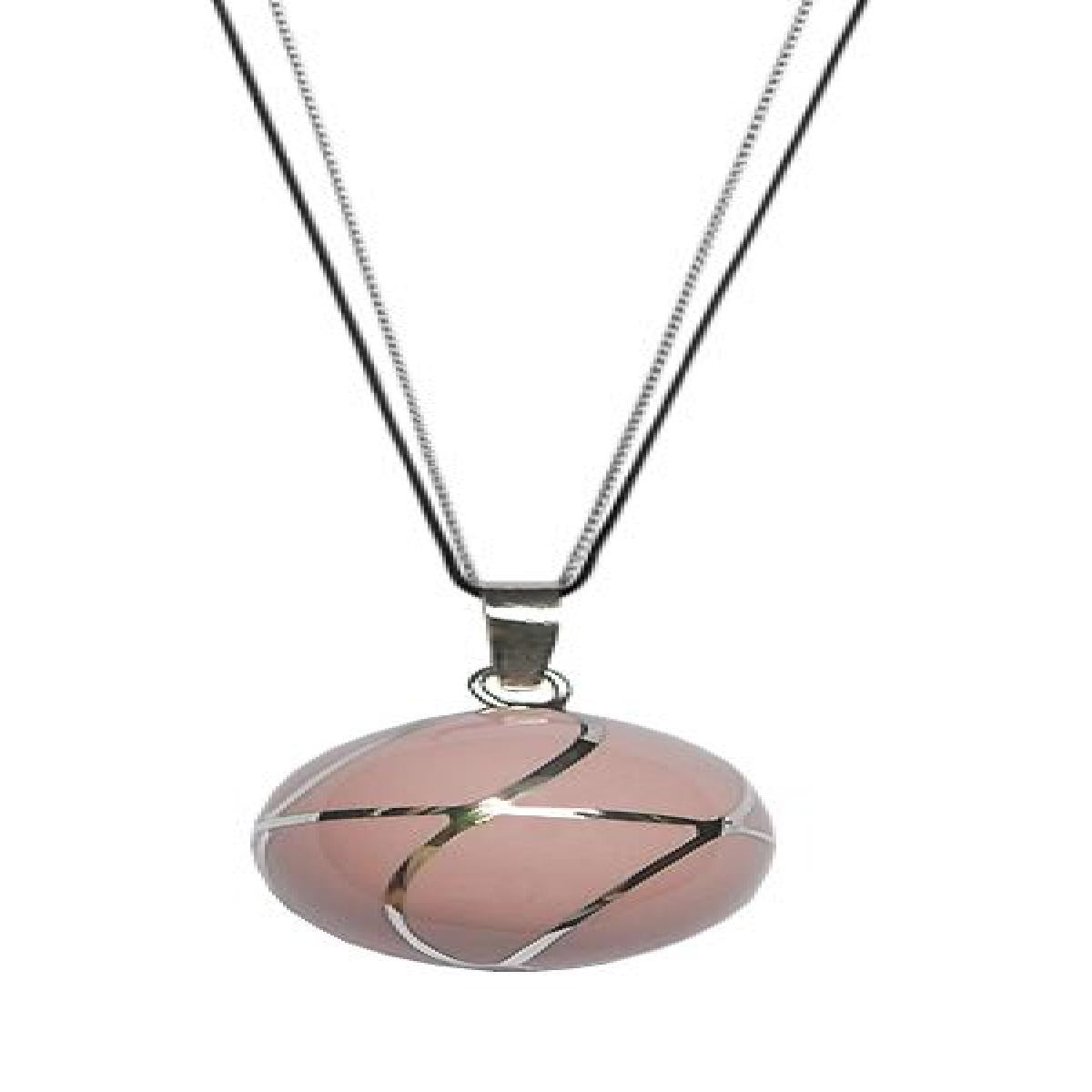 Collier Bola De Grossesse Motif Entrecroisé Réglable Avec Résine Rose – Argent 925/1000