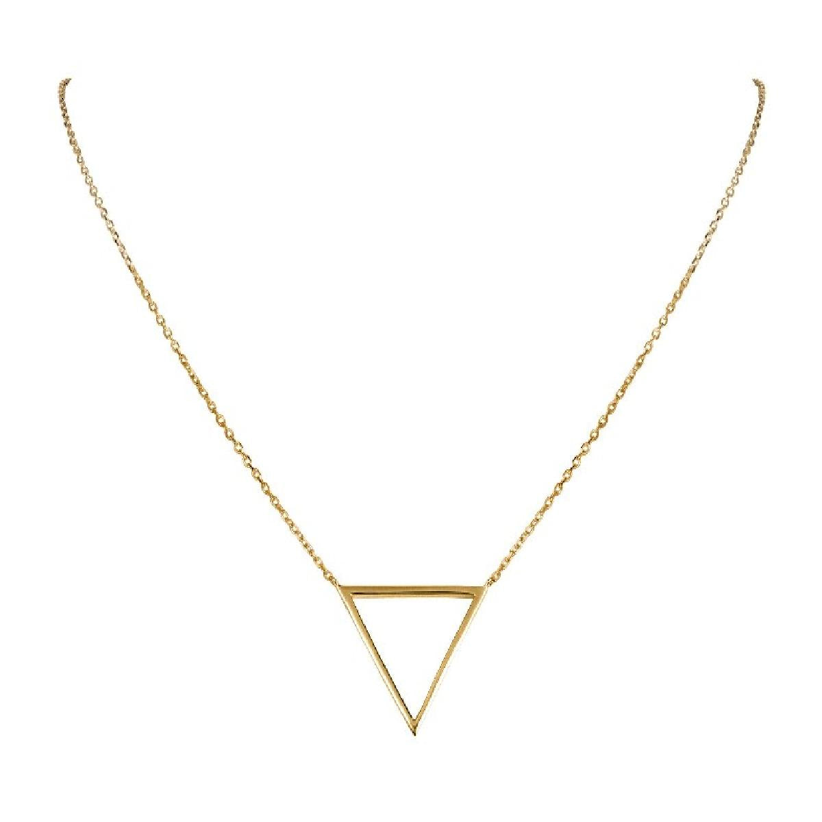Collier Motif Triangle Graphique Contemporain Épuré Gravé – Plaqué Or Jaune 3 Microns
