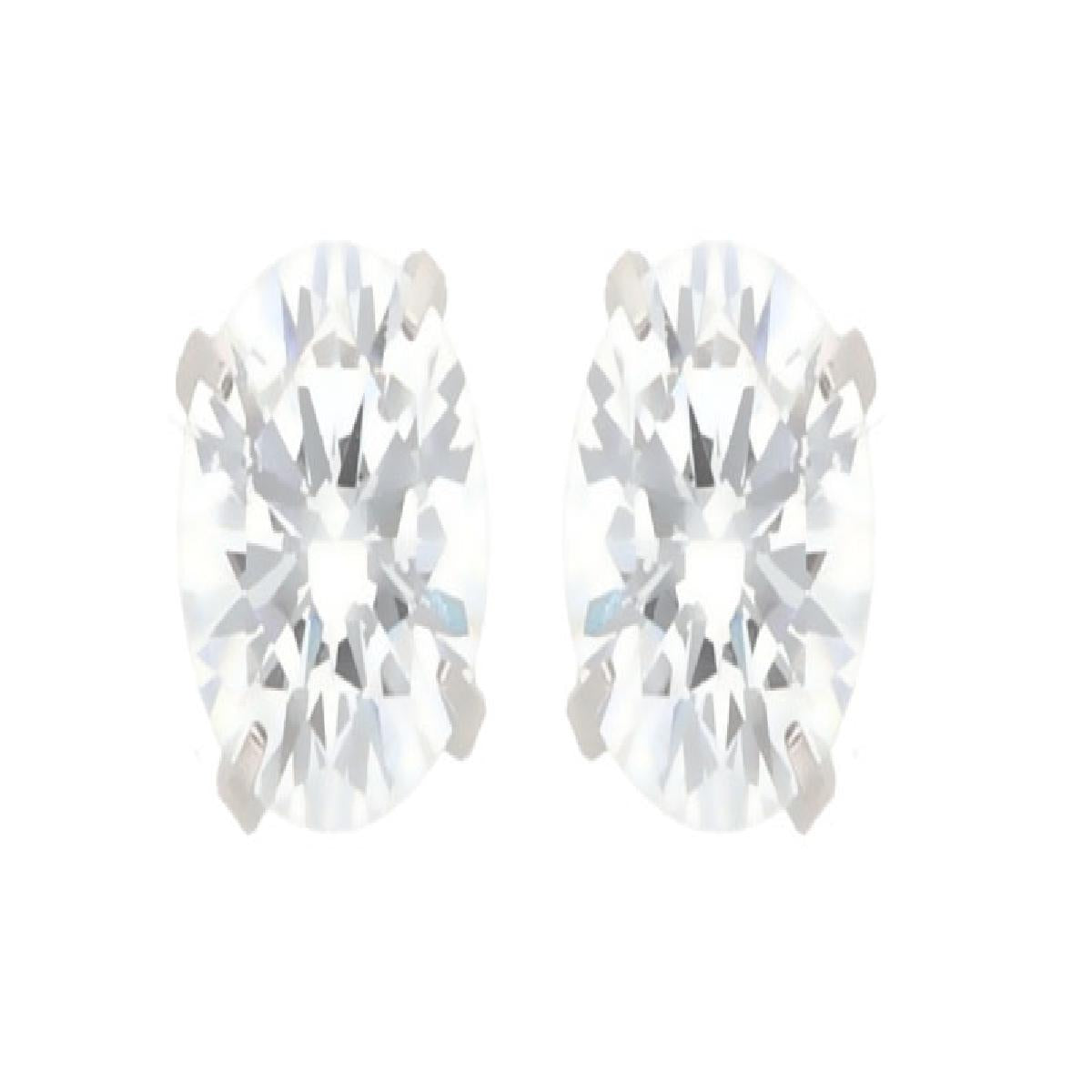Boucles d'Oreilles AU750 Quatre Griffes Serties d'Oxydes de Zirconium Or Gris 750/1000