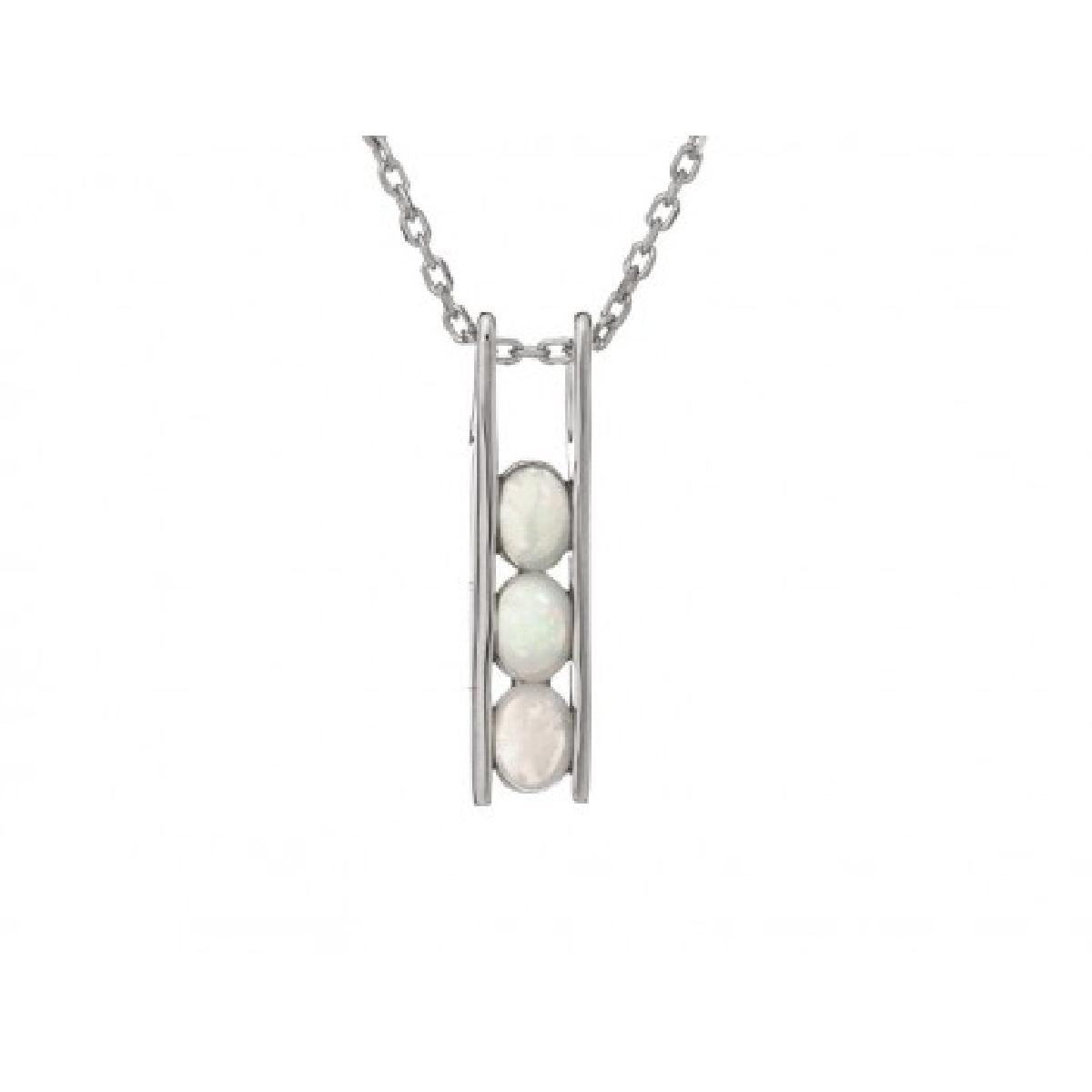 Pendentifs P. Blanches Compos. – Argent 925 et Opale Noire Multicolore Serti Fin