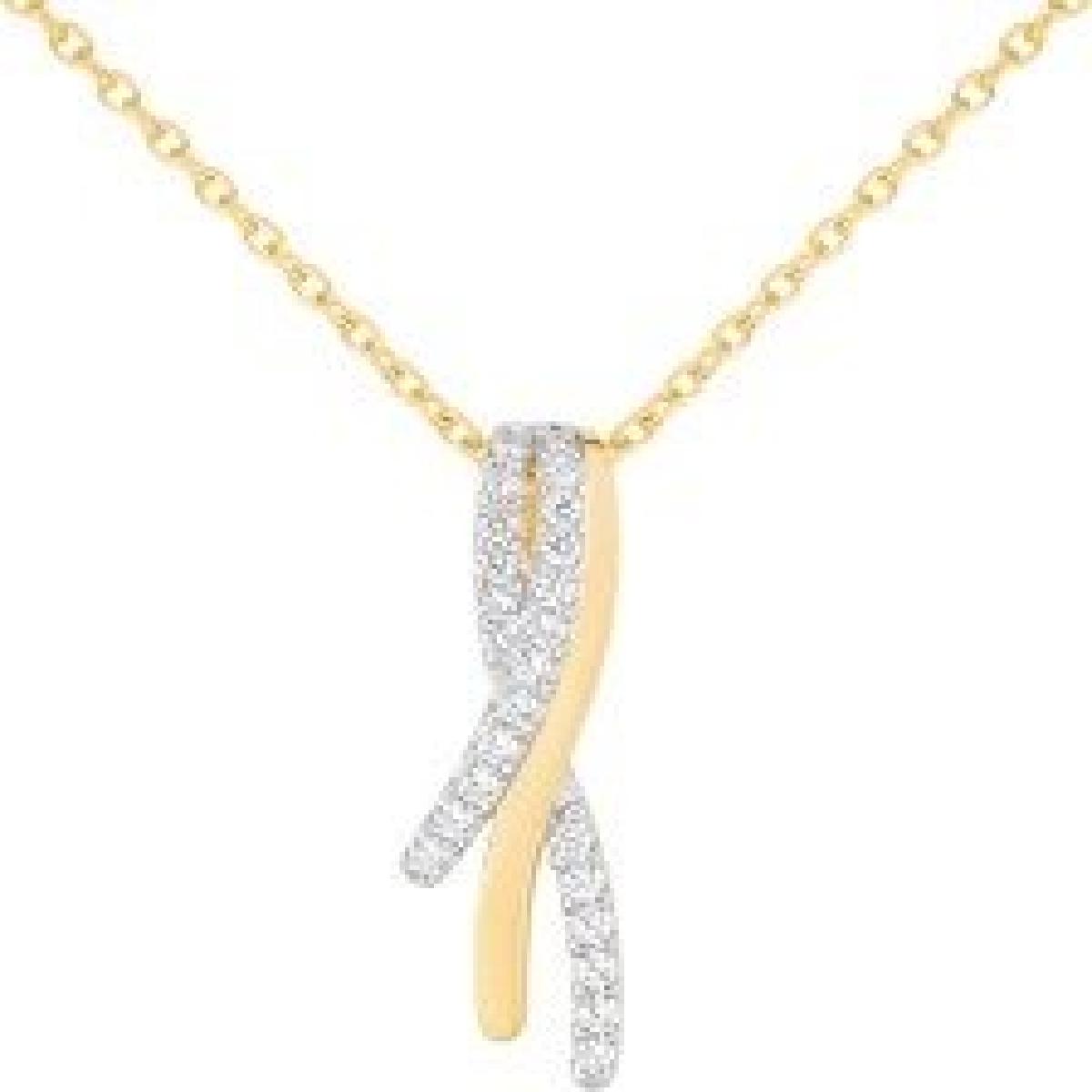Collier Trois Barres Entrelacées Pavées D'Oxydes de Zirconium – Or Jaune Plaqué 3 Microns