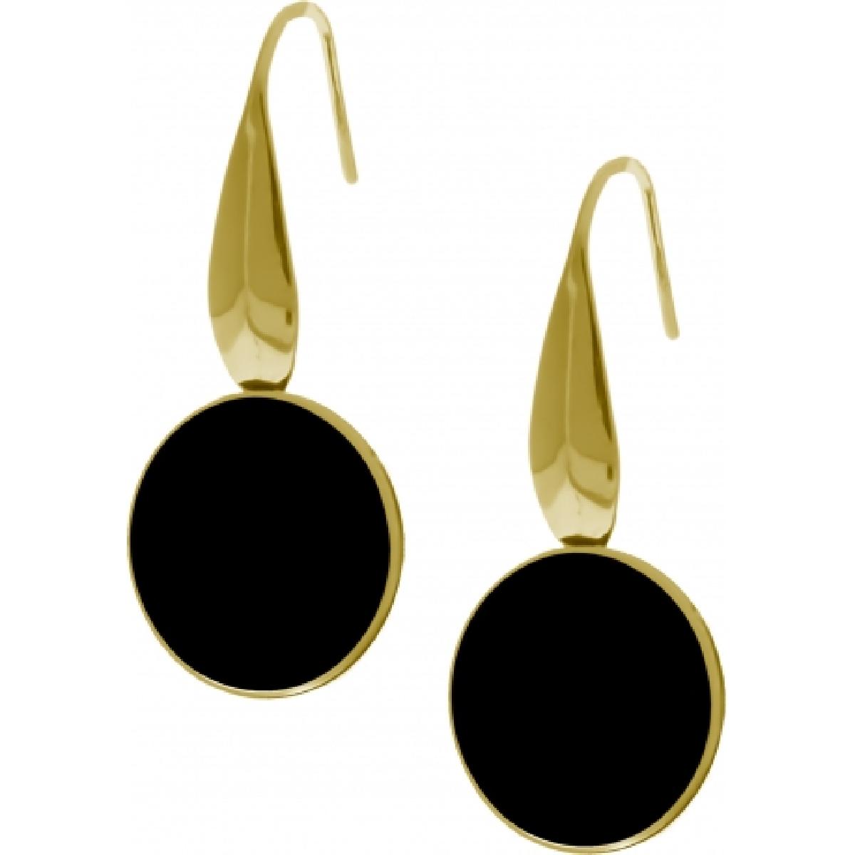 Boucles D'Oreilles Onyx – Acier Doré