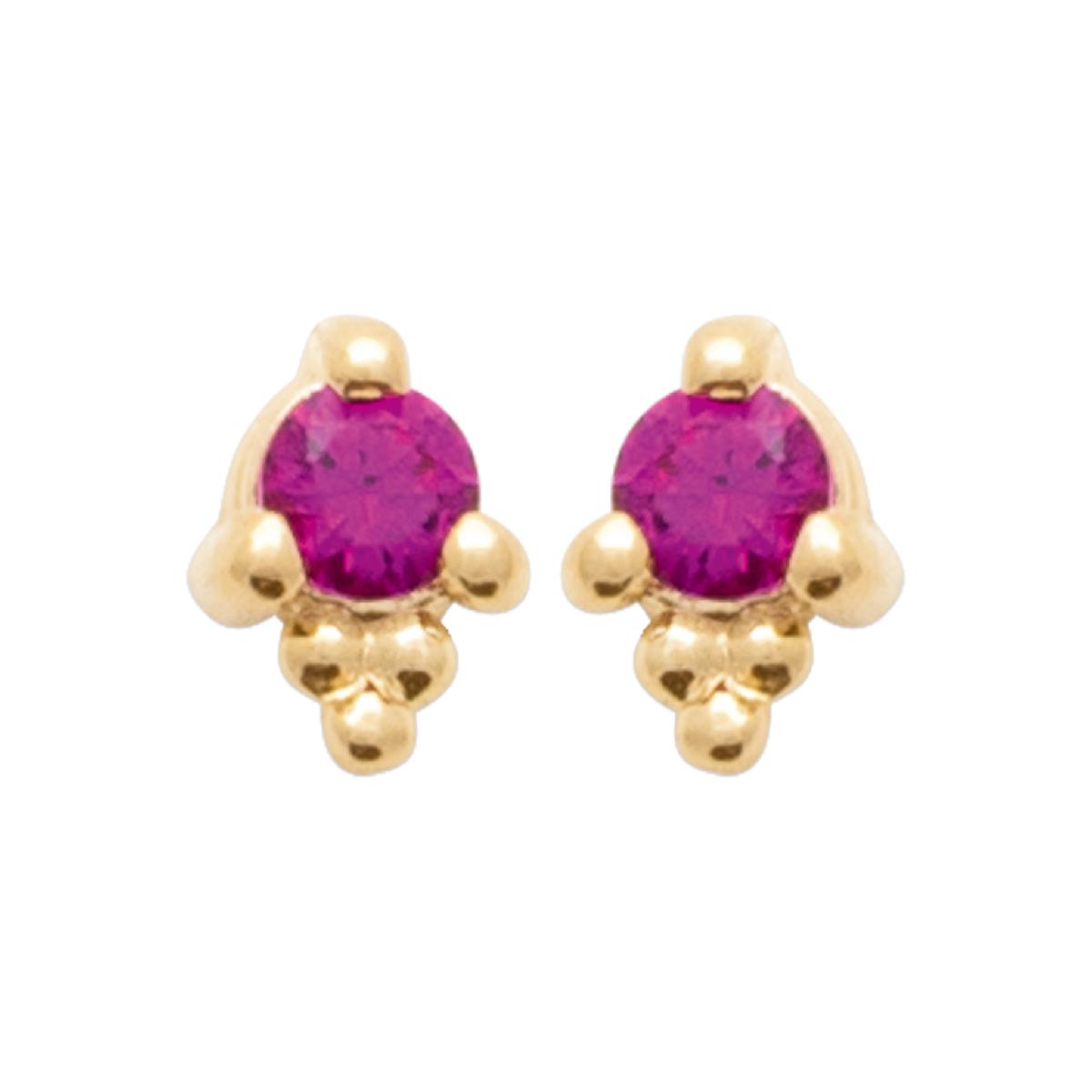 Boutons d'oreille pierres de couleur multicolores gravées et serties fines – Zirconium