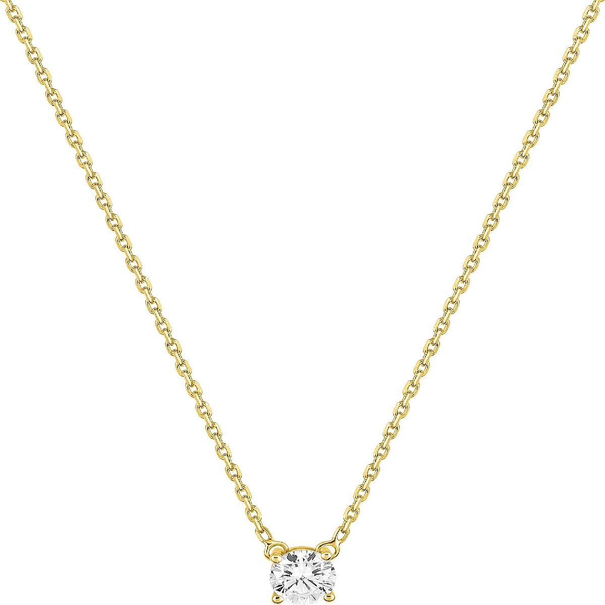 Collier Simple Diamant Taille Brillant Solitaire Traditionnel Classique – Or 18 Carats