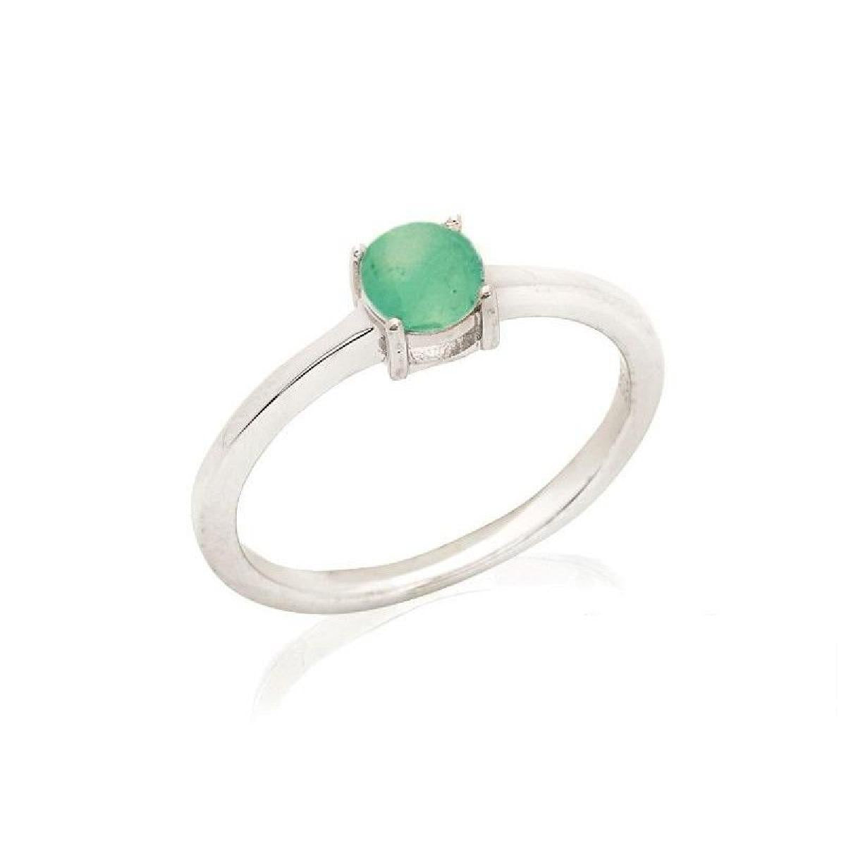Solitaire Pierre de Couleur Aventurine Naturelle Sertie à Griffes Montées – Argent 925