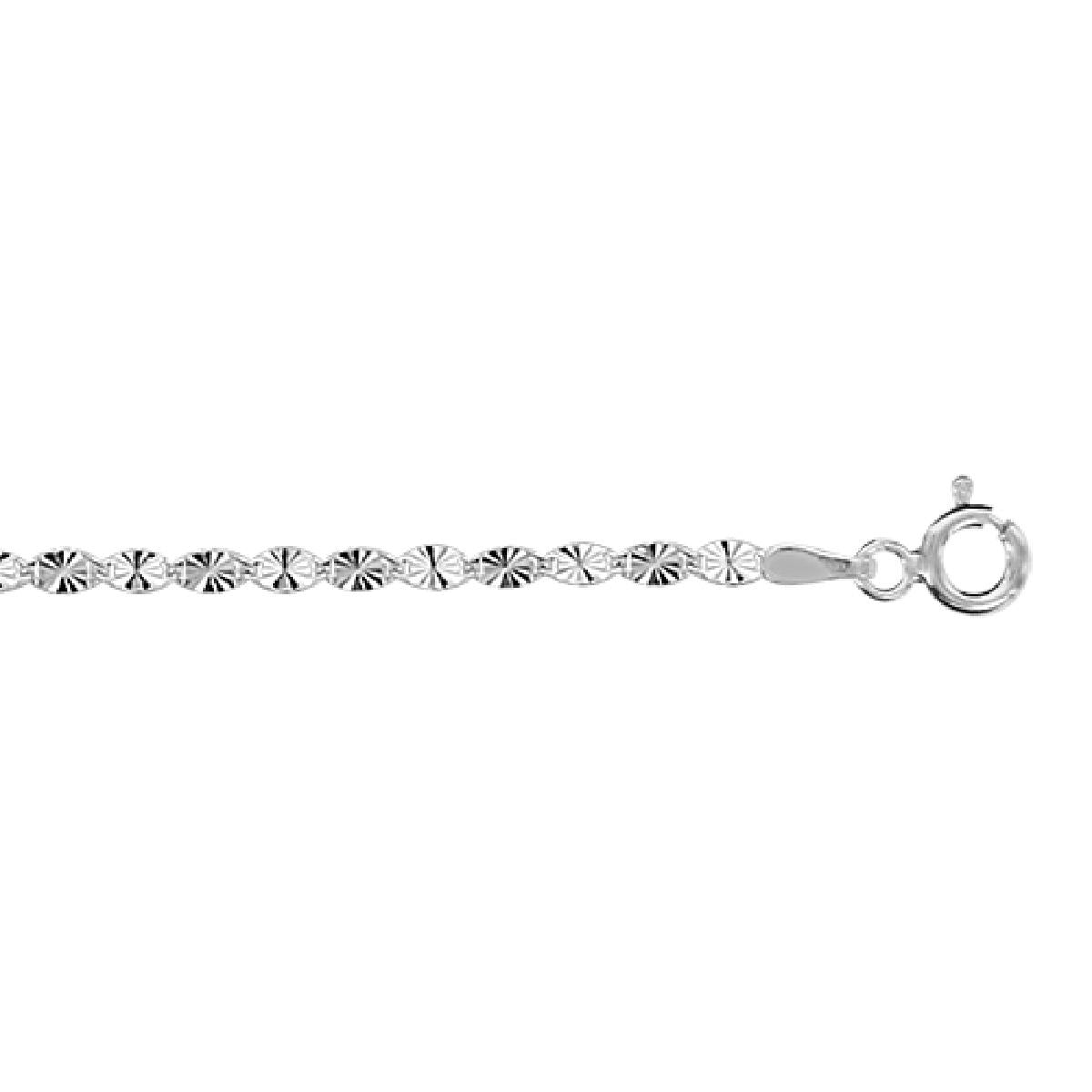 Bracelet AG925 Plaquettes Ovales Motif Diamanté Longueur 18 cm – Argent Rhodié 925/1000