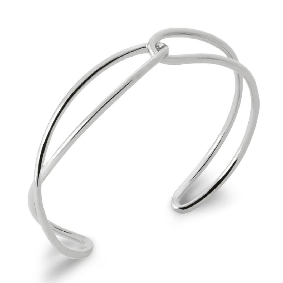 Bracelet AG925 Entrelacé – Argent Rhodié 925/1000, Largeur 9 mm, Fermoir Ouvert à l'arrière