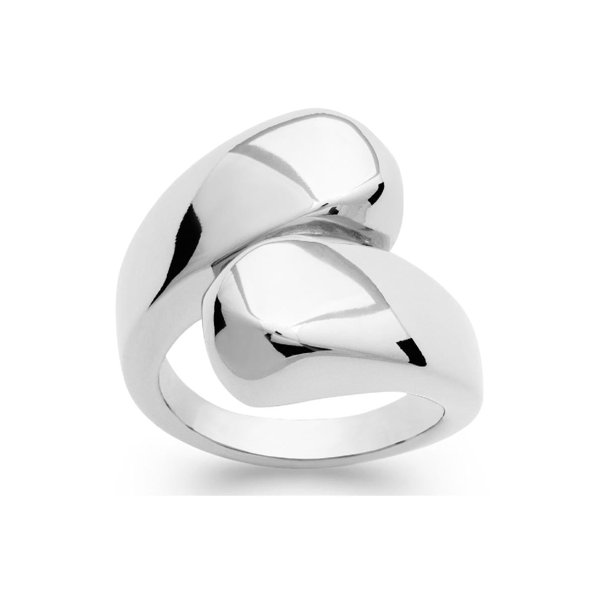 Bague Volumétrique Satinée Moderne, Design Épuré et Lumineux AG925 – Argent Rhodié 925/1000