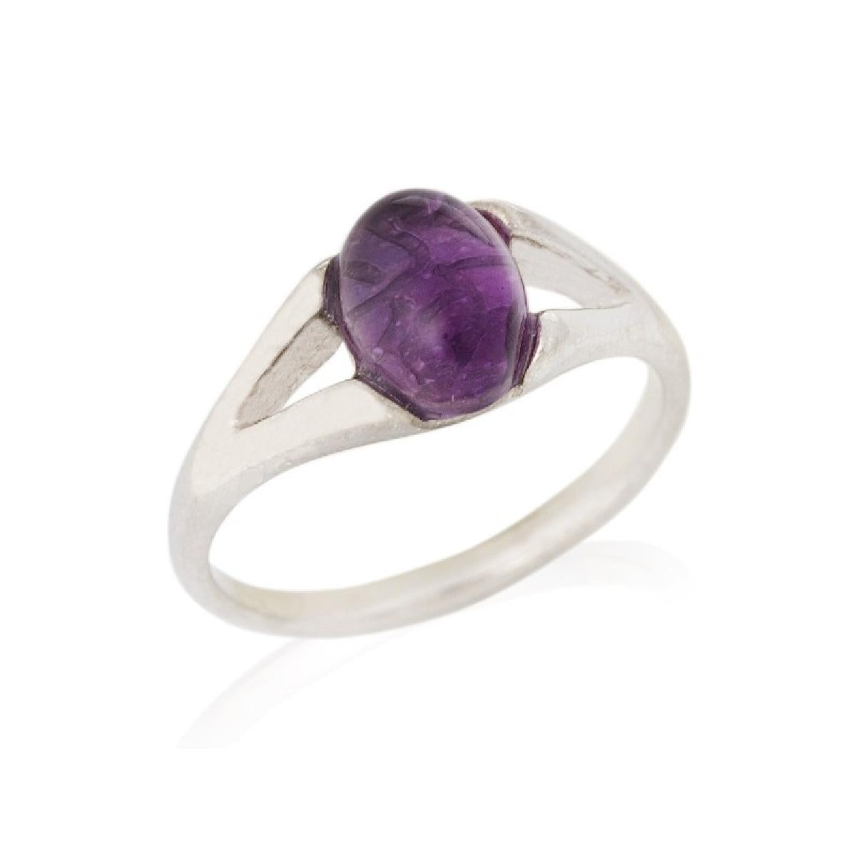 Solitaire Pierre de couleur Améthyste – Argent 925, Bijou Artisanal ALOÏZE, Atelier Parisien