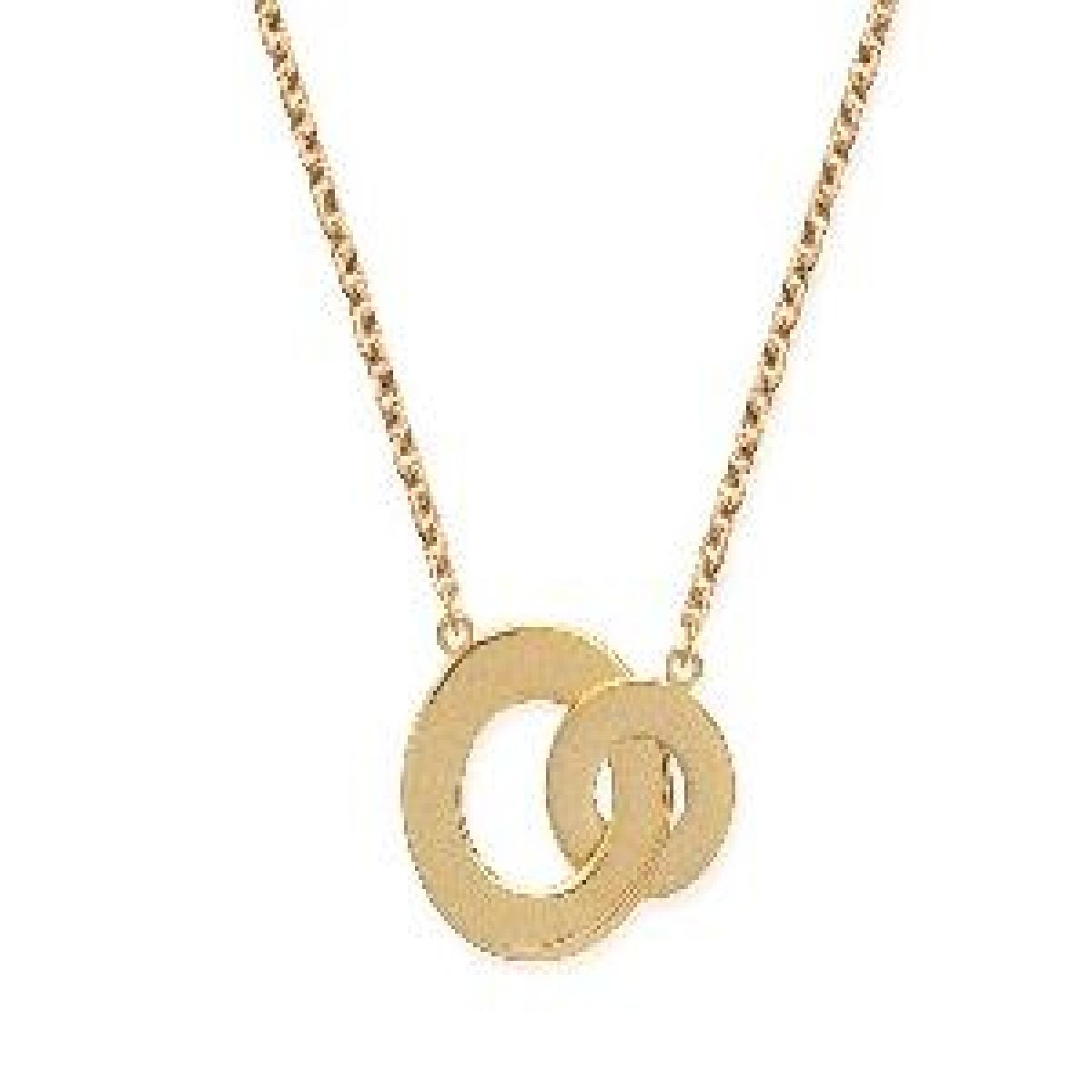 Collier Forçat Pendentif Cercles Entrelacés Or Jaune Plaqué 3 Microns Longueur 45 Cm