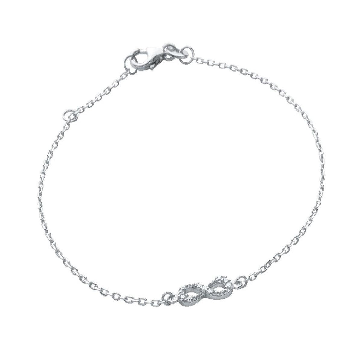 Bracelet en Chaîne Maille Forçat Orné du Symbole Infini – Argent Rhodié 925/1000
