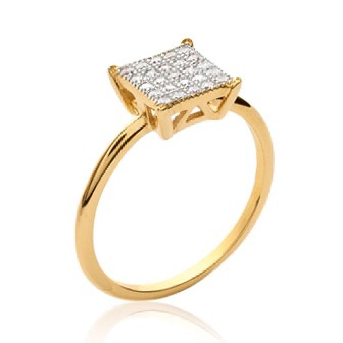 Bague Solitaire Petite Lune – Or Jaune 18 Carats, Anneau Fin, Serti Grain, Taille 52