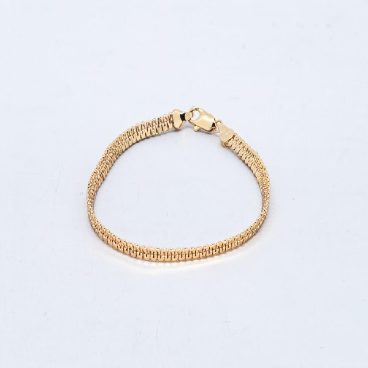 Gourmette Fantaisie Mosaïque Empreinte Grains et Textures Finition Satinée – Or Plaqué 1 Micron