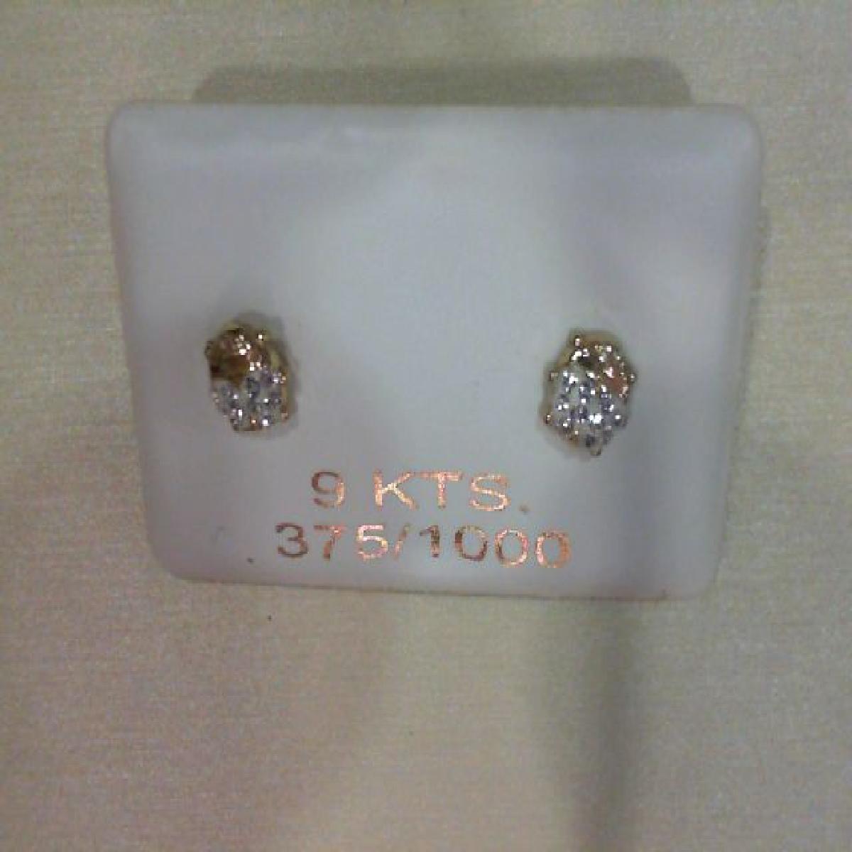 Boucles d'oreilles pendantes en forme de goutte contemporaine AU375 – Or jaune 9 carats