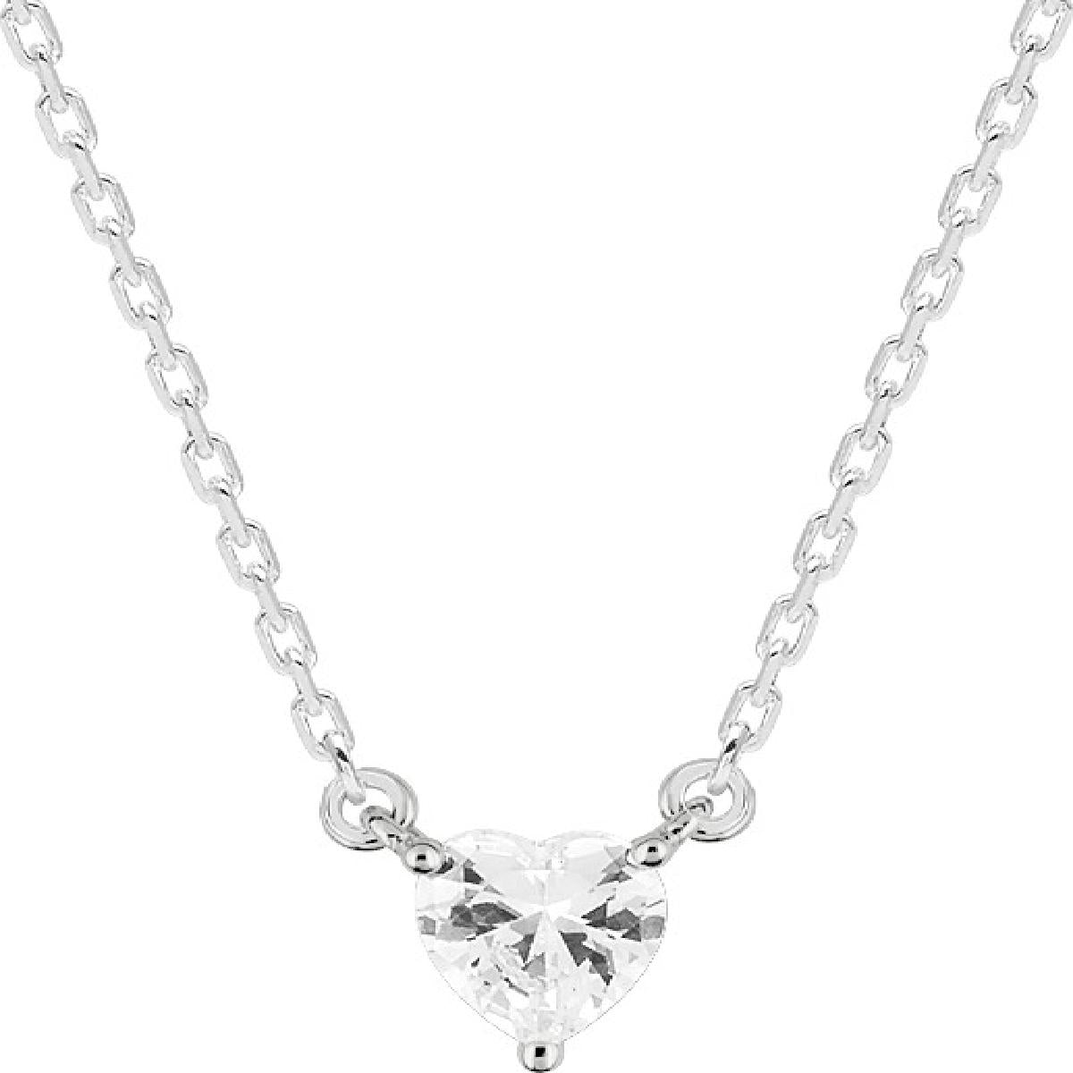Colliers simples P Blanches Zirconium Longueur Réglable Chaîne Fine Satinée – Argent 925