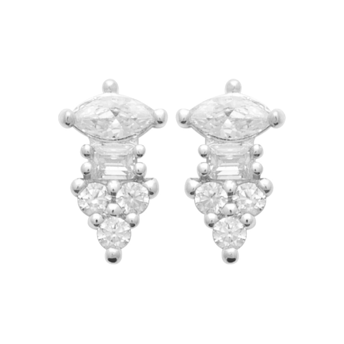 Boutons D'Oreilles Pierres Blanches – AG925 – Zirconium Pour Oreilles Percées Classiques