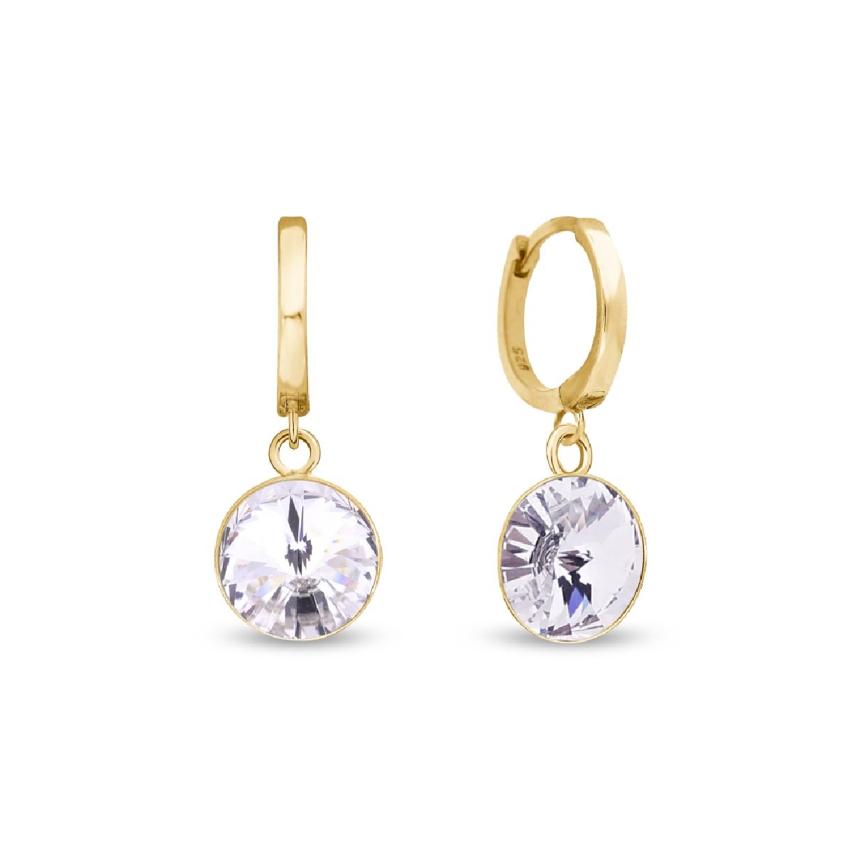 Boucles d'oreilles Créoles Fines à Motif Pavé et Lustré AG925 Argent Doré 925/1000
