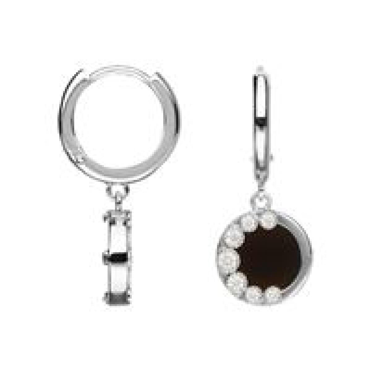 Créole Dormeuse Pampille P.COUL – Argent 925 Onyx, Modèle Joaillerie ALOÏZE, Pièce De Collection