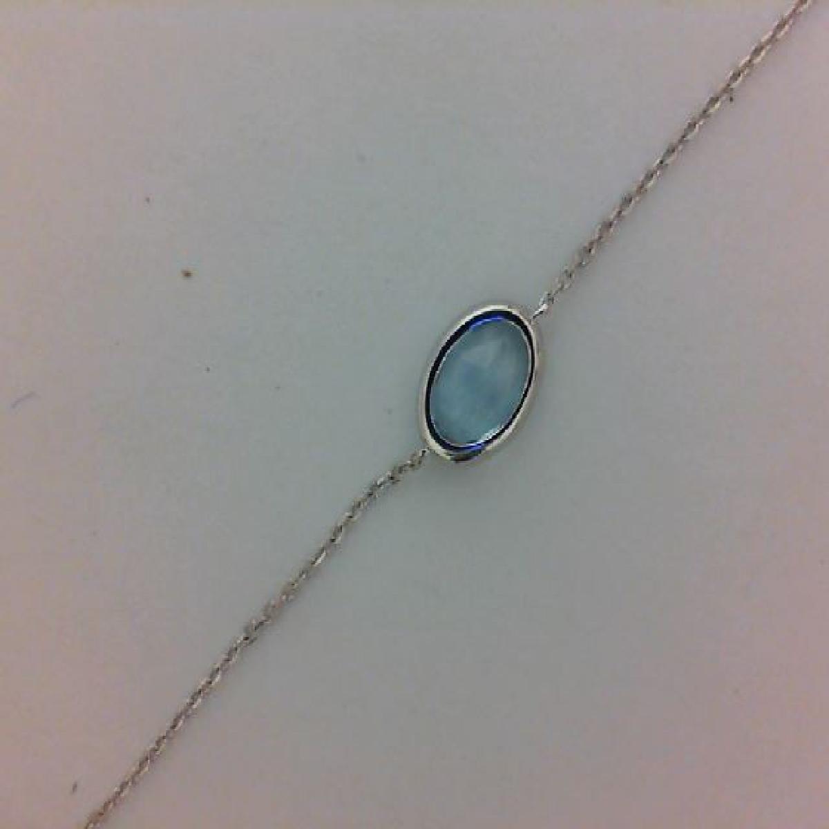 Bracelet Souple P.COULEUR AU375 – Or Jaune 9 Carats Topaze Bleue Cabochon Taille Marquise
