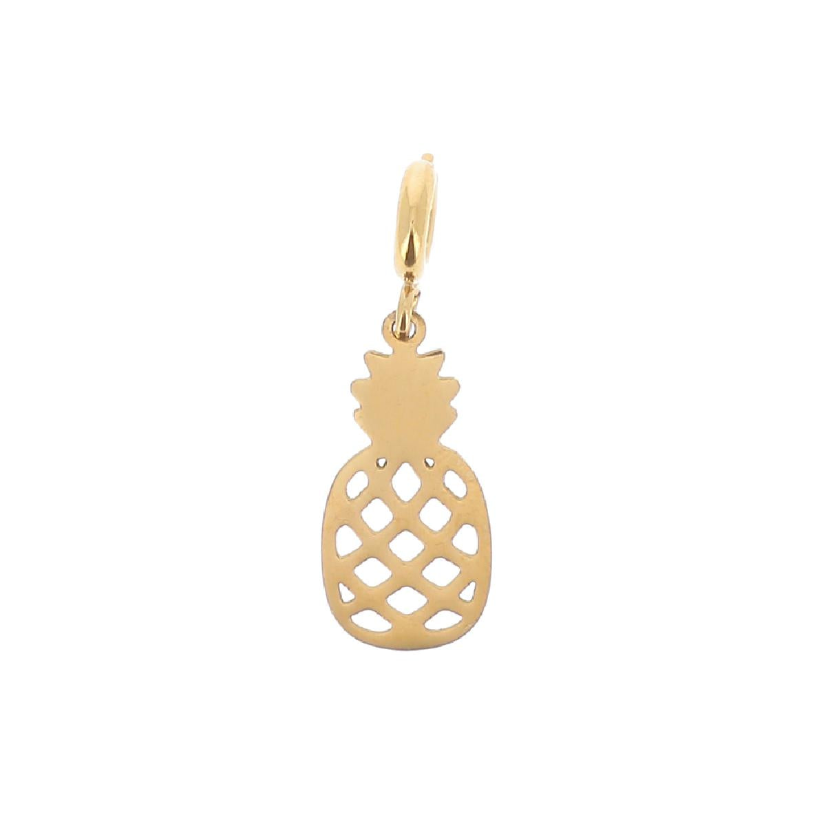 Pendentif Ananas Pampille Doré Pour Chaîne À Large Maille Personnalisable – Acier Doré